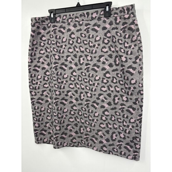 Talbots Wool Animal Print Pencil Skirt Size 18 Gray Pink - Picture 3 of 6
